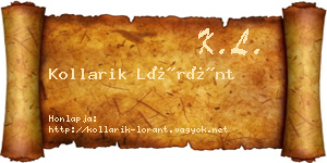 Kollarik Lóránt névjegykártya
